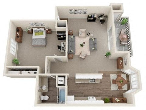 Floor plan for 1 bed, 1 bath, 900 sqft
